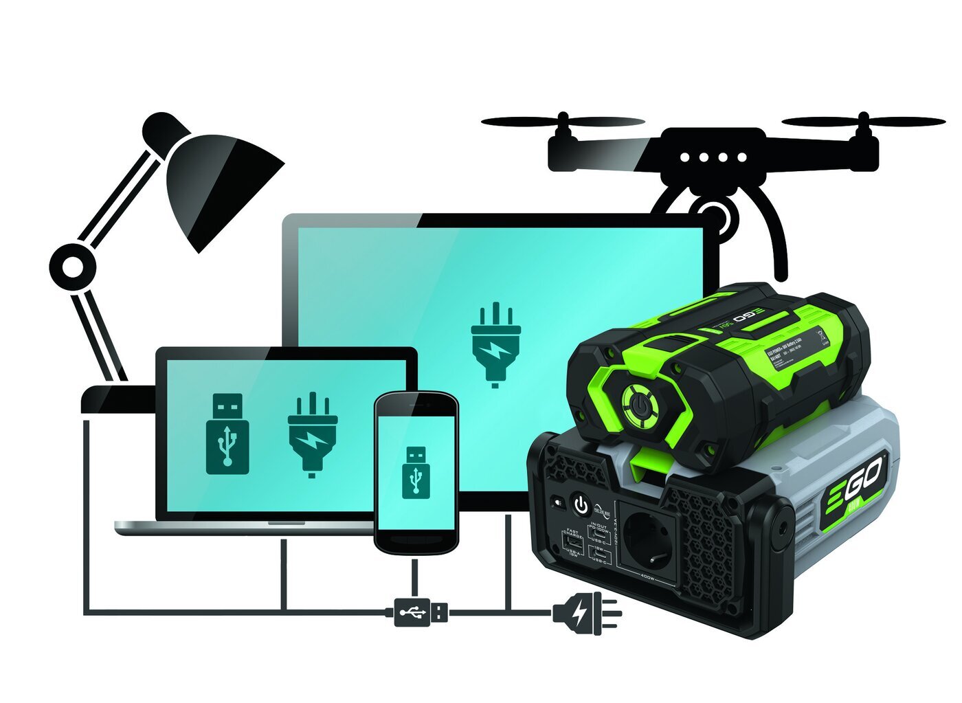 Ego Power+ Invertteri 500W, 240V - Tillbehör Till Batterier Och Laddare - 4894863100900 - 4